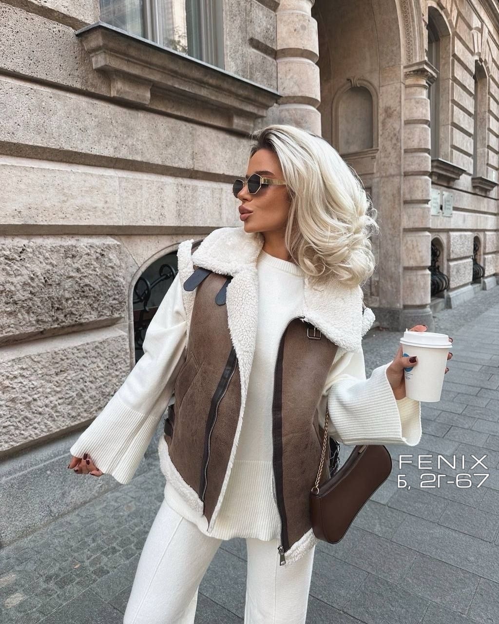 жилетка дубленка,стильная дубленка,zara коричневый контраст искусственной овчины хилет с меховым воротником жилет авиатор куртка,жилет из дубленки,дубленка женская