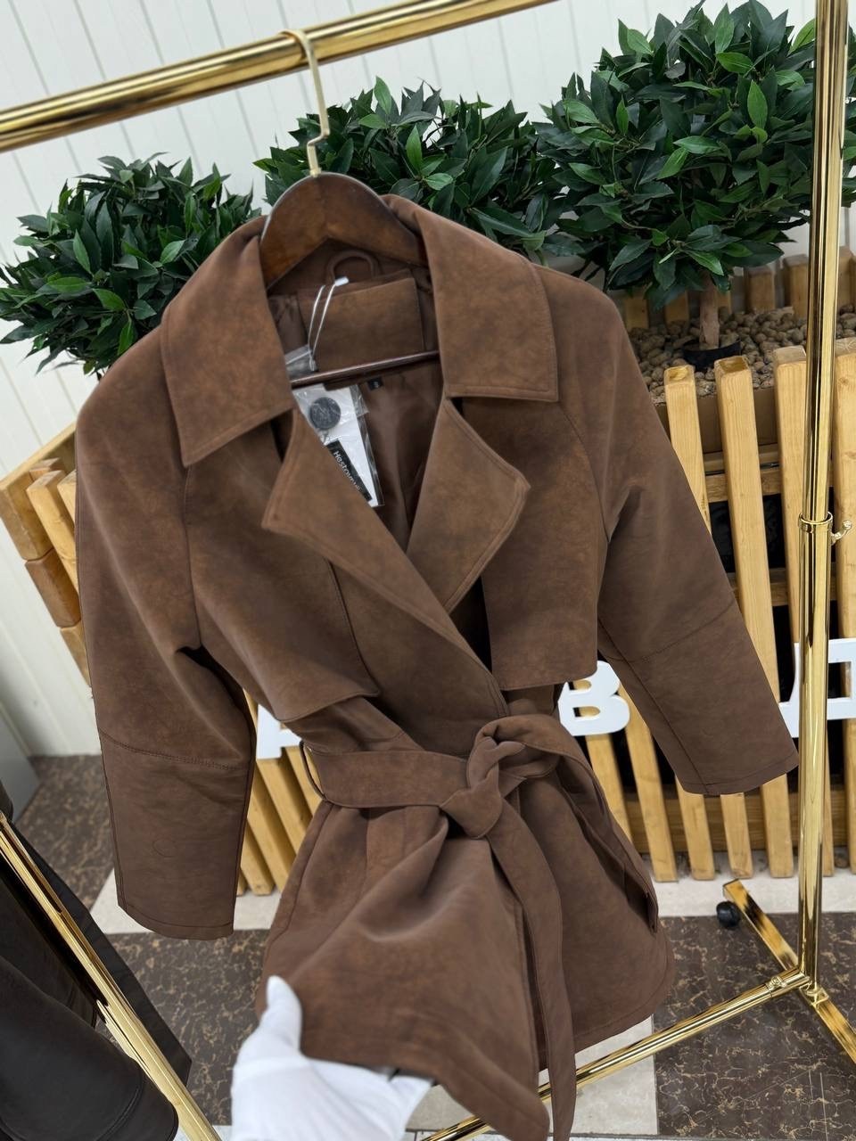 замшевый тренч,замшевая куртка,куртка косуха замшевая коричневая с поясом tadari,женская верхняя одежда,тренч женский