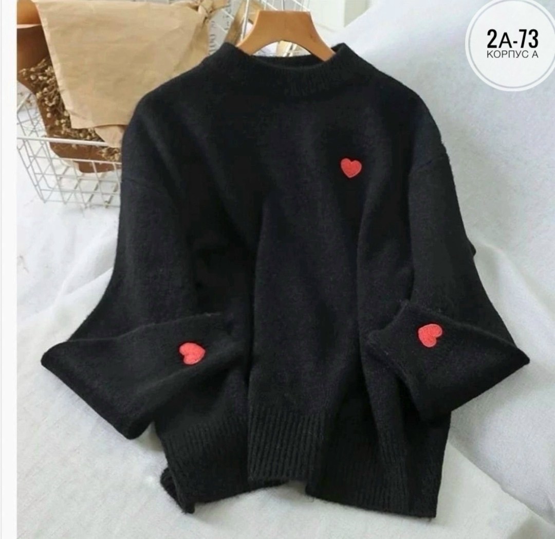 свитер женский кофта,женская кофта,джемпер с сердечками,свитер кофта,свитер женский черный