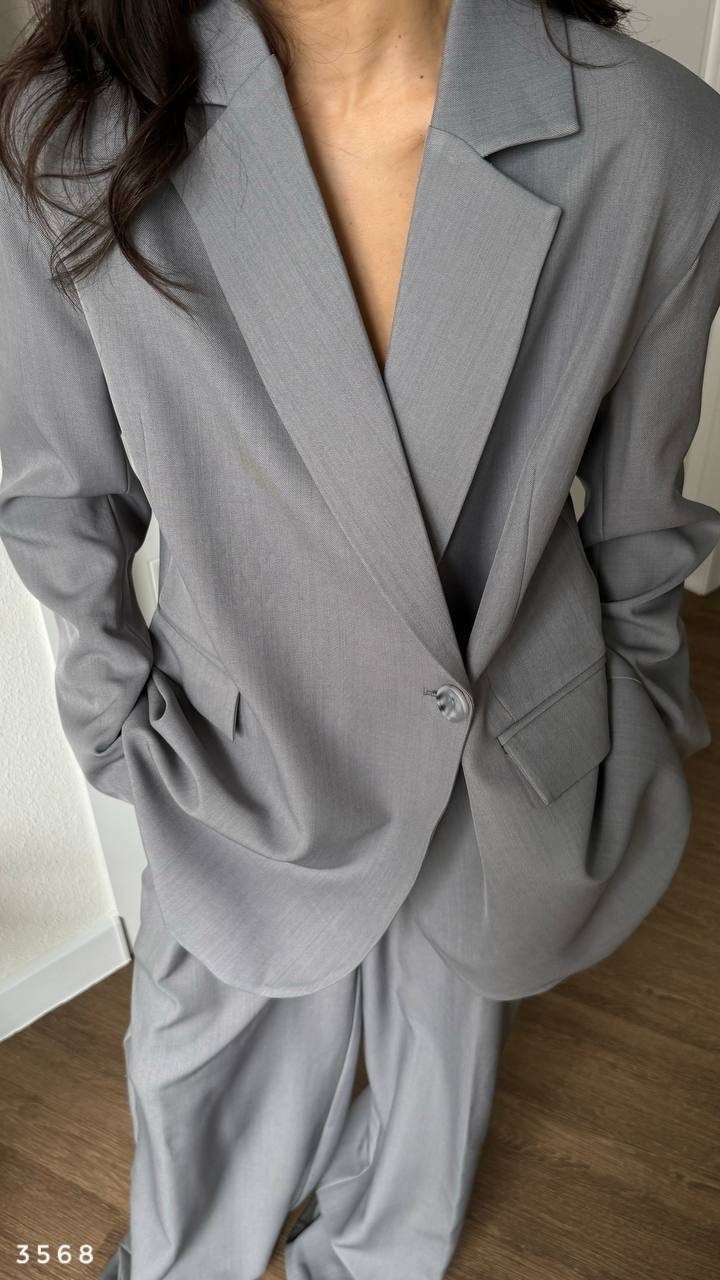 классический брючный костюм с пиджаком cosmo brand,брючный костюм серый женский,костюм классический с брюками,костюм классический с брюками палаццо,брючный костюм серый
