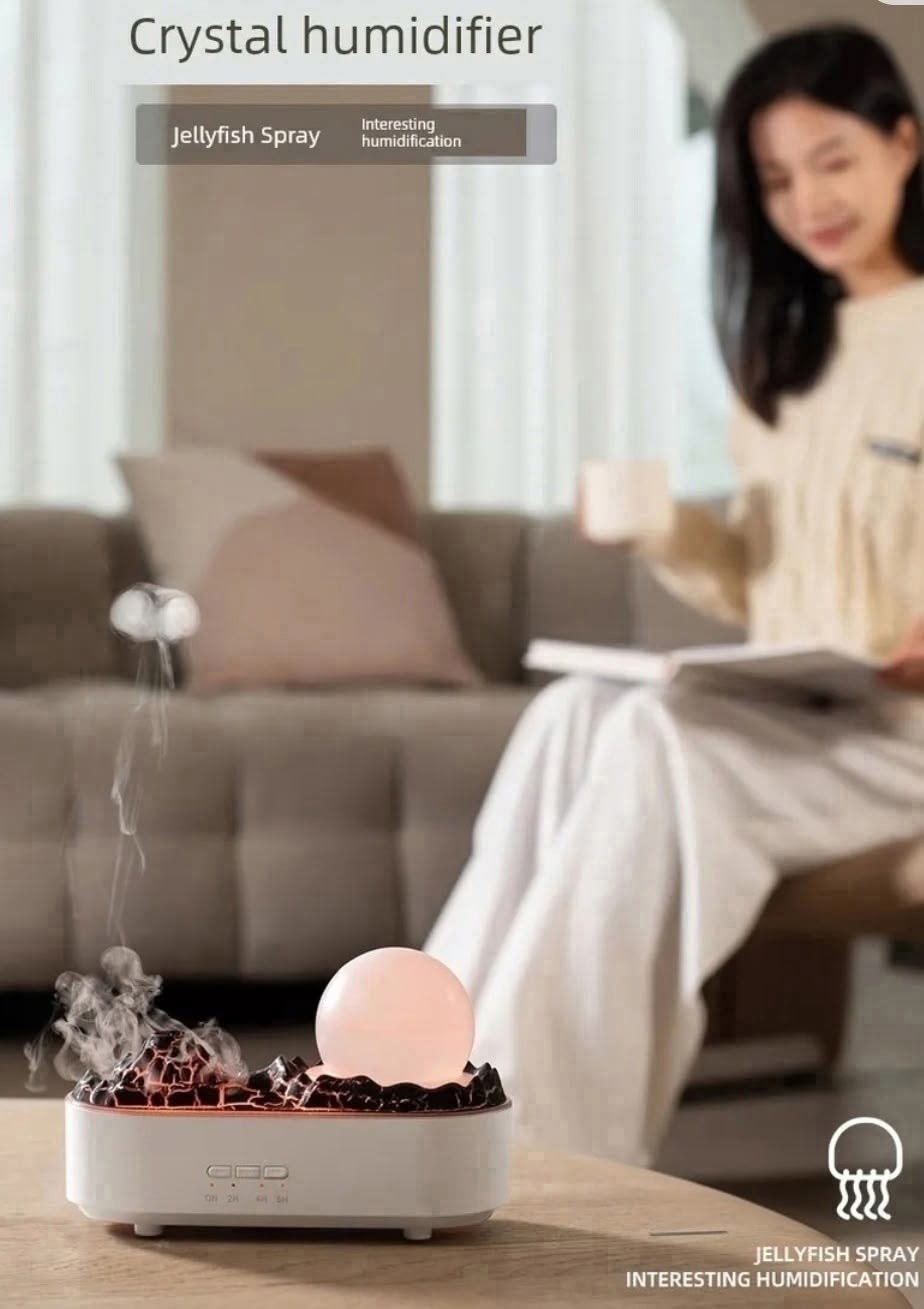 увлажнитель вулкан,увлажнитель воздуха вулкан,аромадиффузор увлажнитель воздуха ночник с эффектом пламени белый,увлажнители воздуха,увлажнитель воздуха ультразвуковой