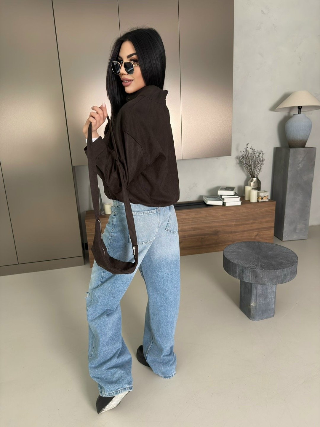 рубашка вельветовая цвета какао capriz-d1800005556,рубашка вельветовая цвета какао iv-capriz,рубашка вельветовая женская,замшевая куртка,куртка бомбер