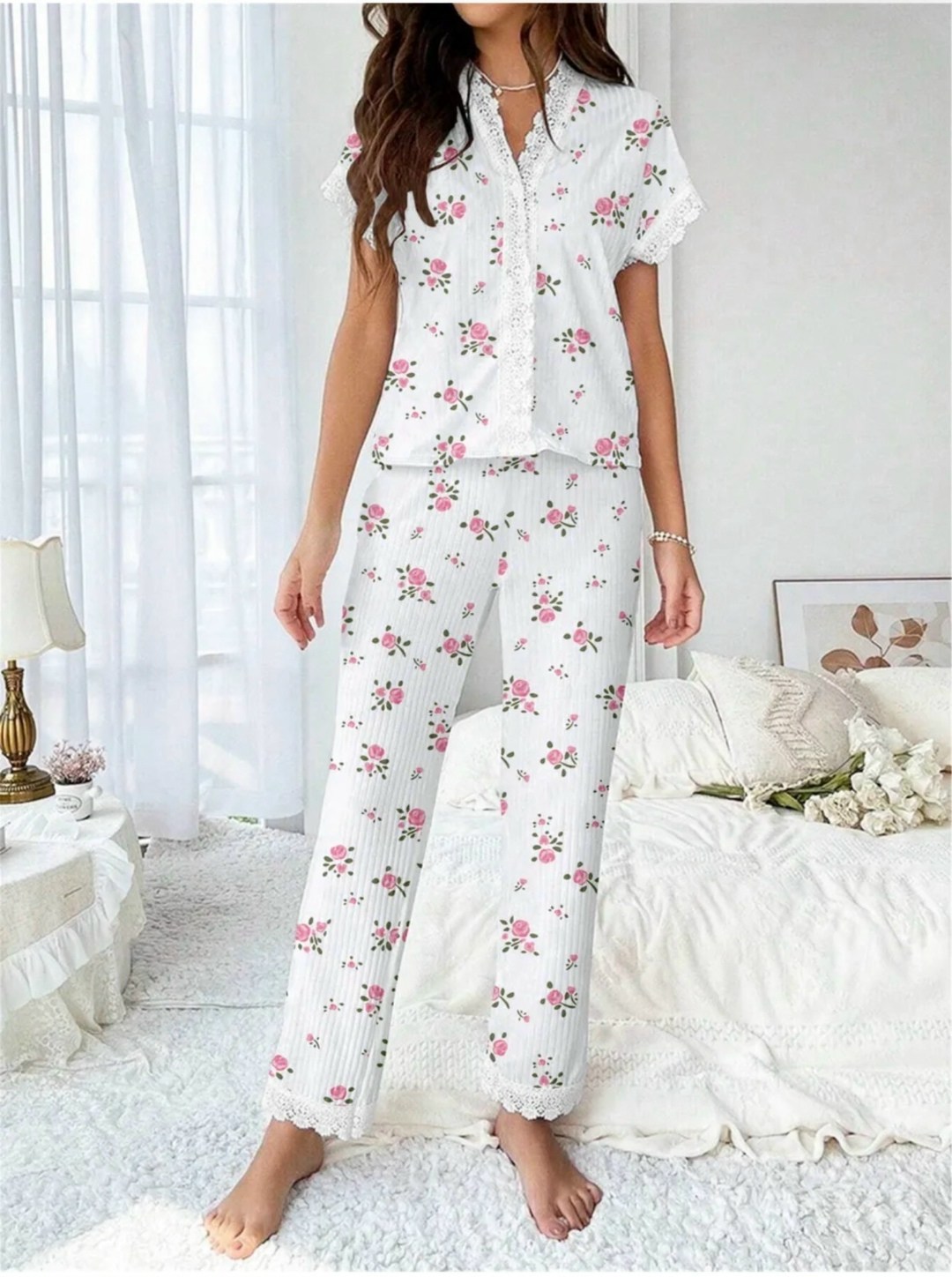 женская пижама,женские летние пижамы cherry print s-xl,женская элегантная пижама с принтом вишни,комплект пижама,пижама для женщин