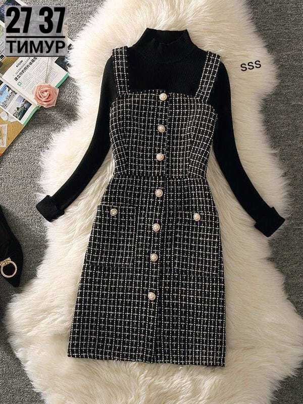 платья в клетку,шерстяное платье,платье сарафан,твидовый сарафан,платье сарафан в клетку