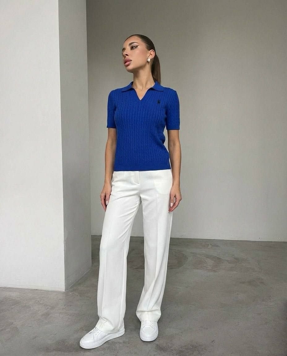 кофта поло,трикотажная рубашка поло с вышивкой для повседневной носки dazy светло-серый,джемпер поло женский,трикотажное поло,женские поло вязаные