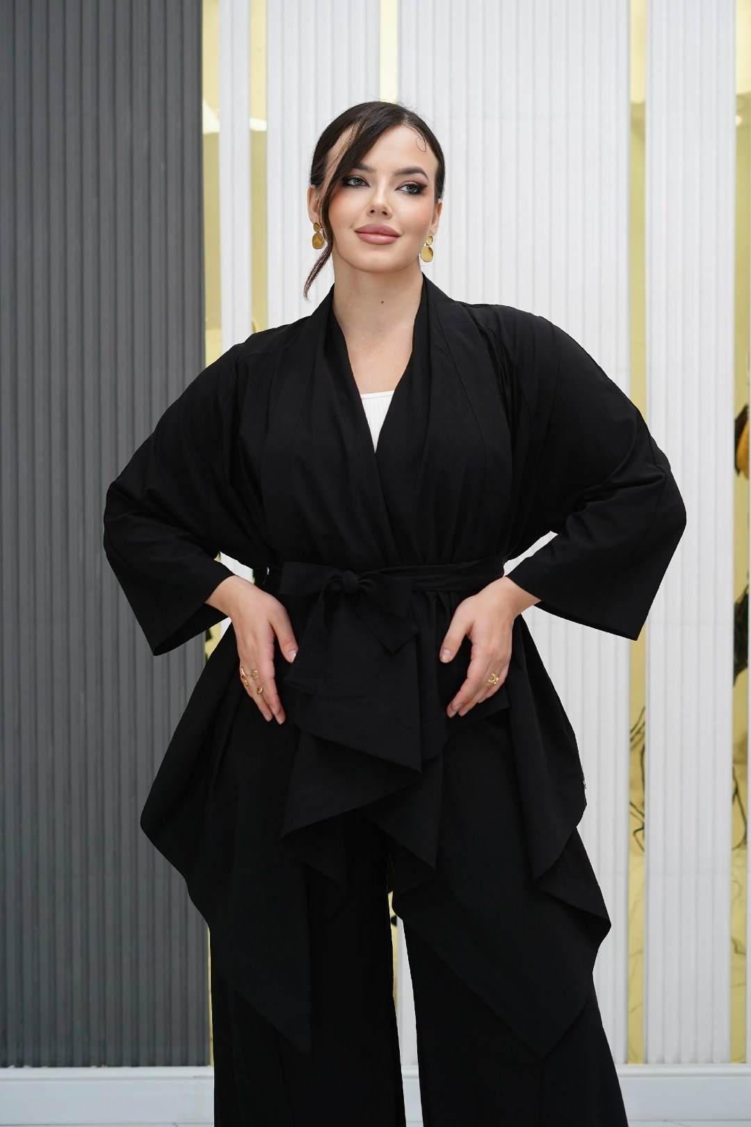 брючный комплект,черные брючные костюмы,брючный костюм teza 5724 черный,женские брючные костюмы,брючной костюм