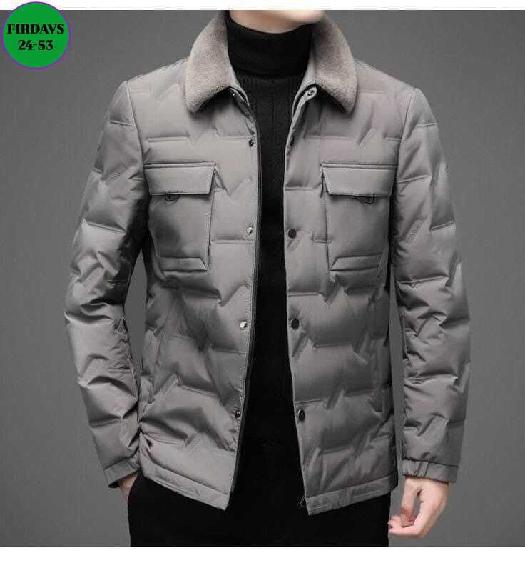 мужская куртка с меховым воротником,осенне-зимняя мужская куртка на белом утином пуху с меховым воротником,мужская куртка,осенне-зимняя мужская куртка на белом утином пуху,пуховик повседневный
