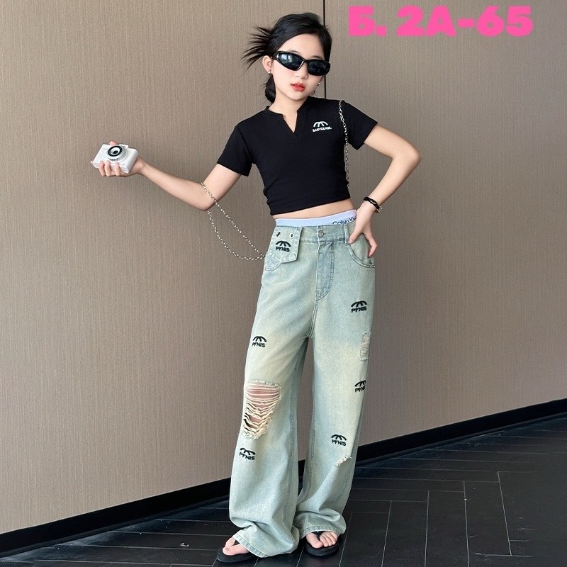 джинсы широкие для девочек,джинсы для девочек подростков,подростковые девочки джинсовые широкие брюки детские брюки модные звездные узоры,новая мода для девочек-подростков джинсовые широкие брюки детс