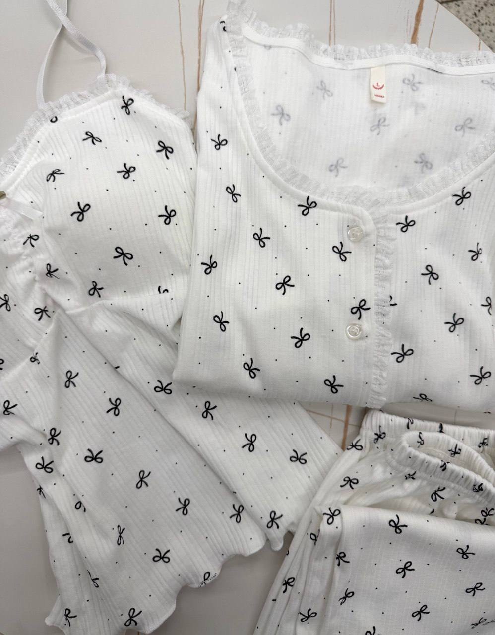 женские пижамы,пижама хлопковая со штанами и шортами комплект 4 в 1 wero moda,пижама комплект,пижама хлопковое,пижама женский хлопок размер универсальный