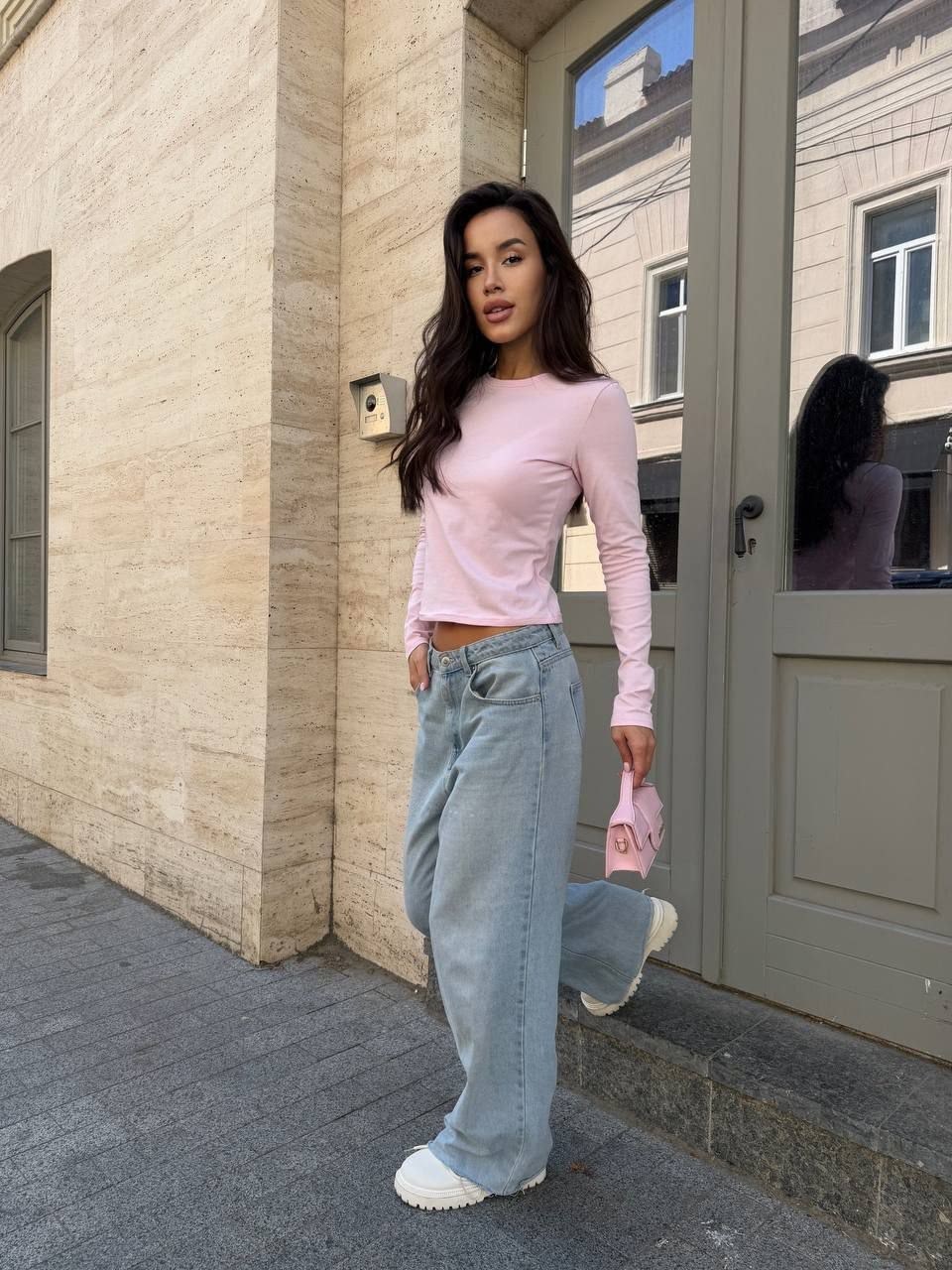 джинсы женские широкие с разрезами,джинсы,базовый лонгслив,базовый лонгслив женский