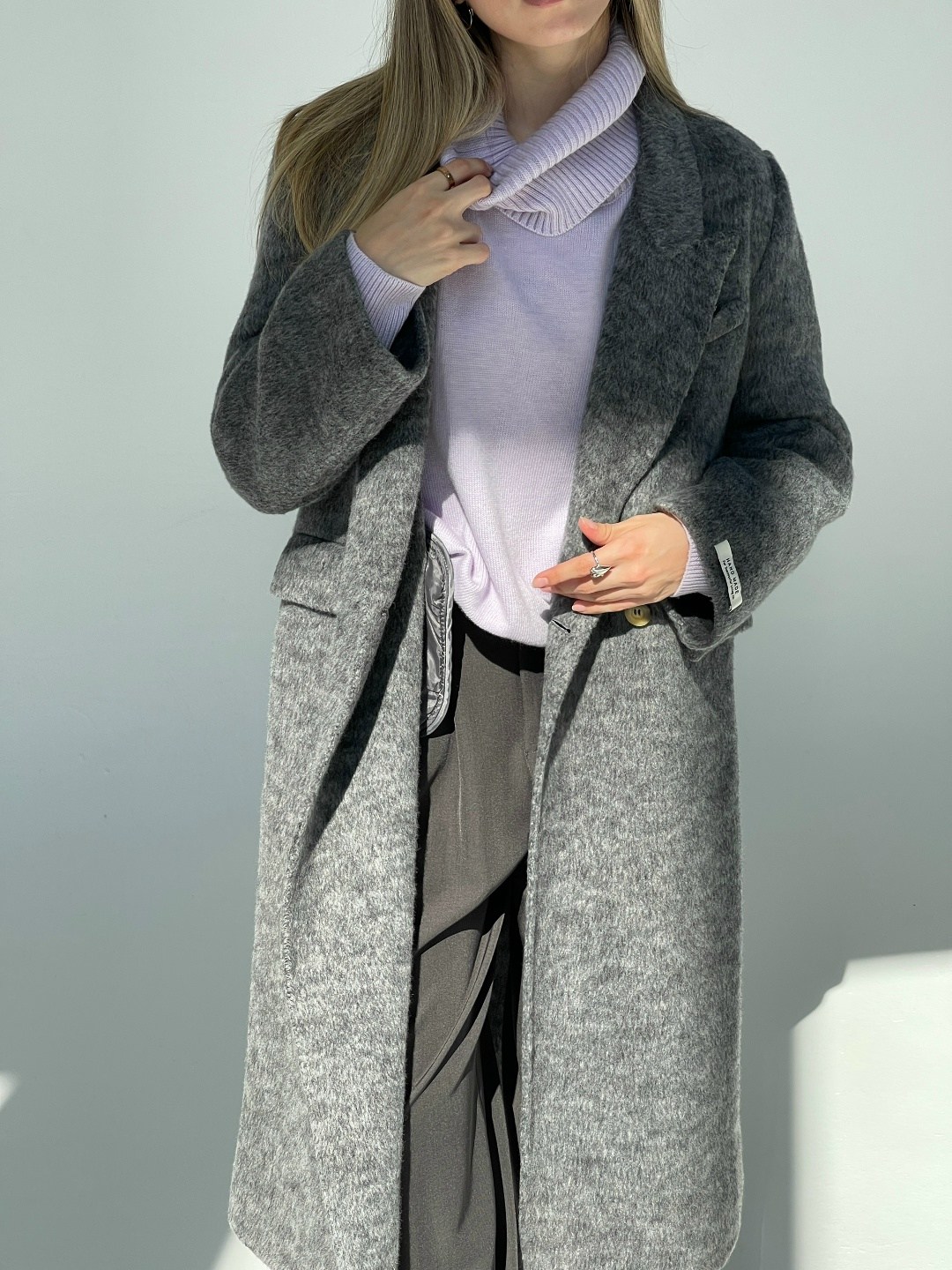 пальто серое,пальто шерстяное женское,пальто длинное демисезонное оверсайз,серые женские пальто,пальто rivoli 1044 серый