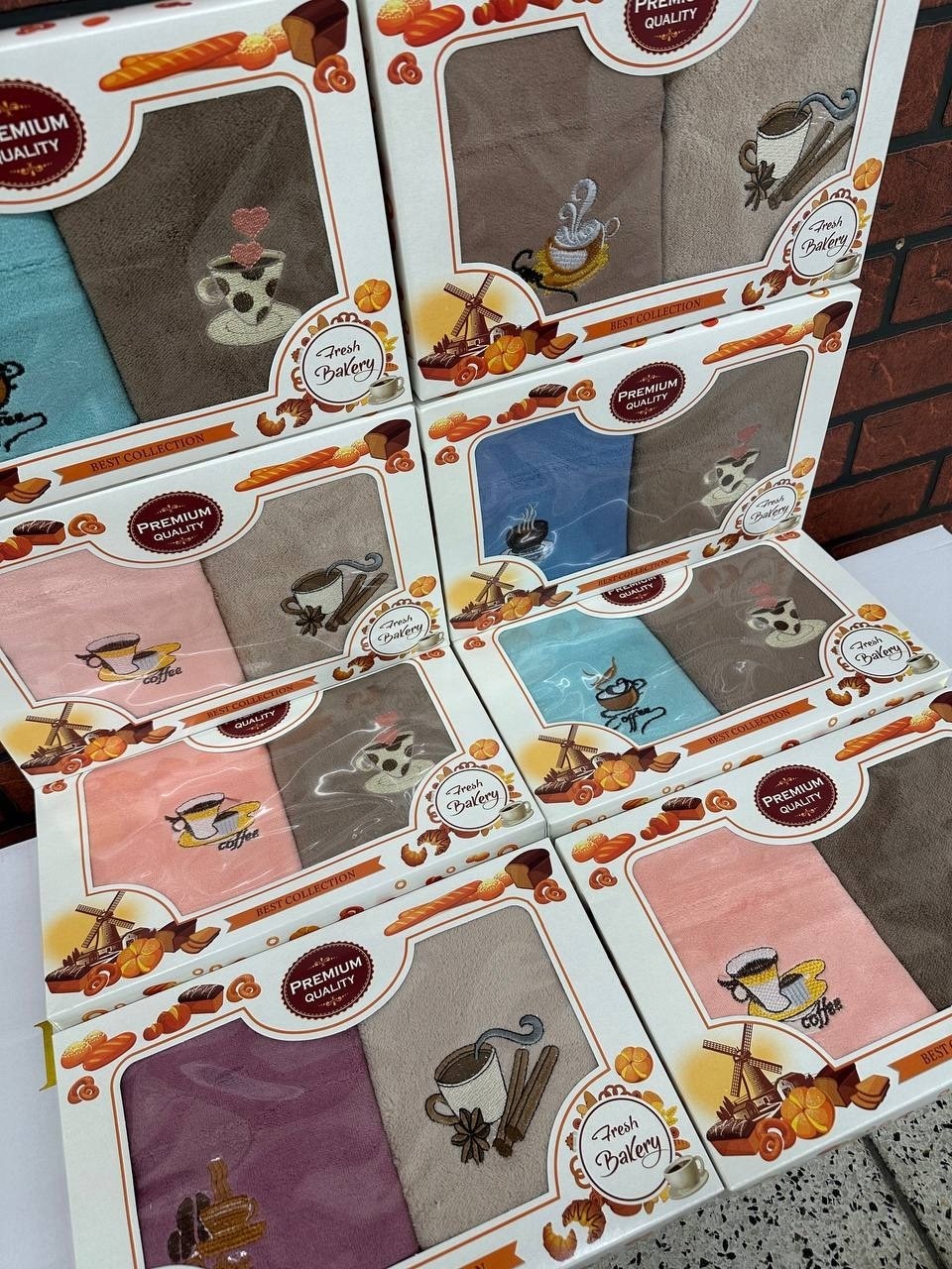 набор кухонные полотенец,набор полотенец,набор полотенец для кухни,кухонные полотенца "кофе",кухонные полотенца набор вафельное