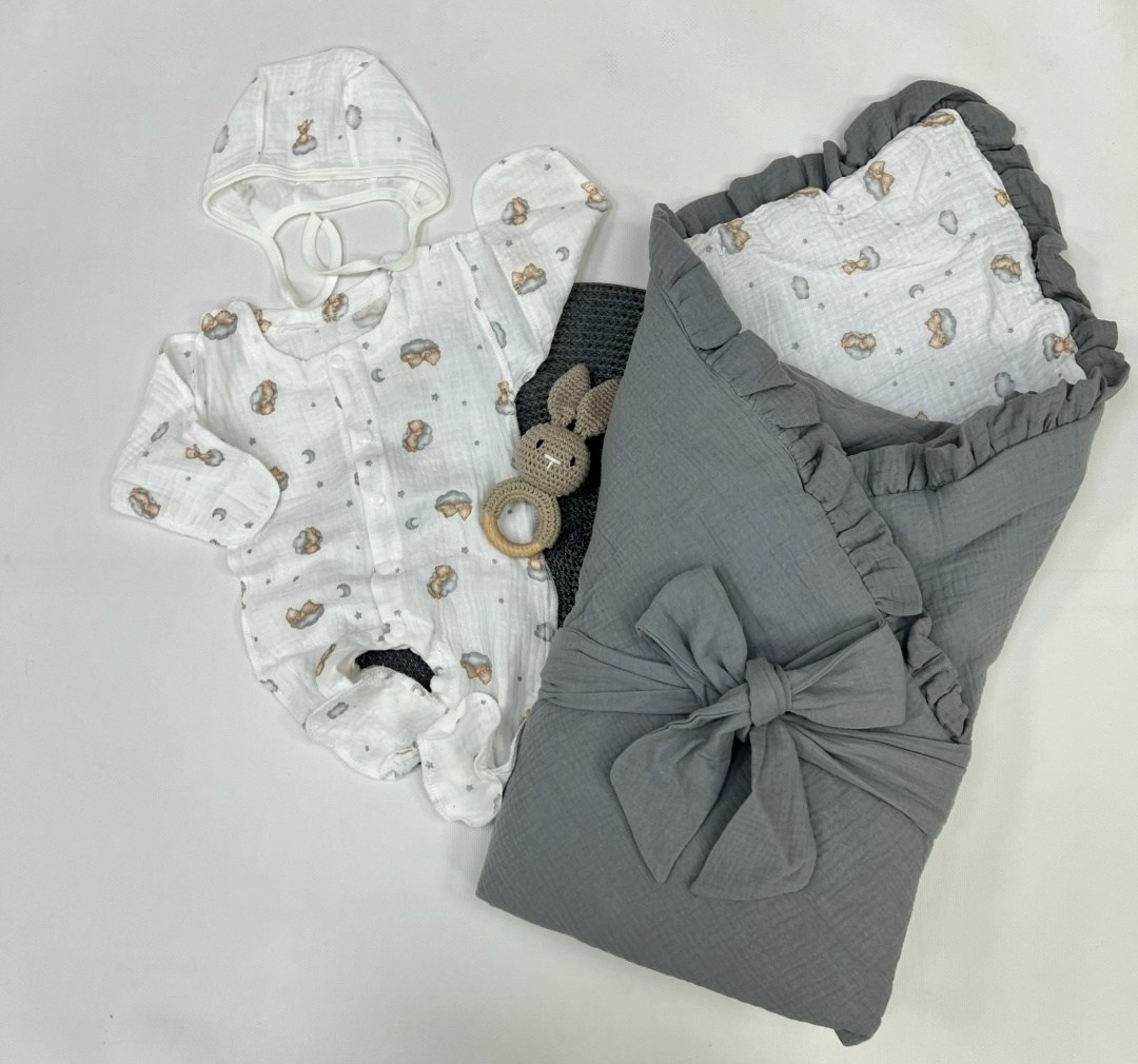 комплект на выписку,комплект на выписку 4 предмета "кроля" серый лето,конверт на выписку,комплект на выписку 5 предметов,летний комплект на выписку