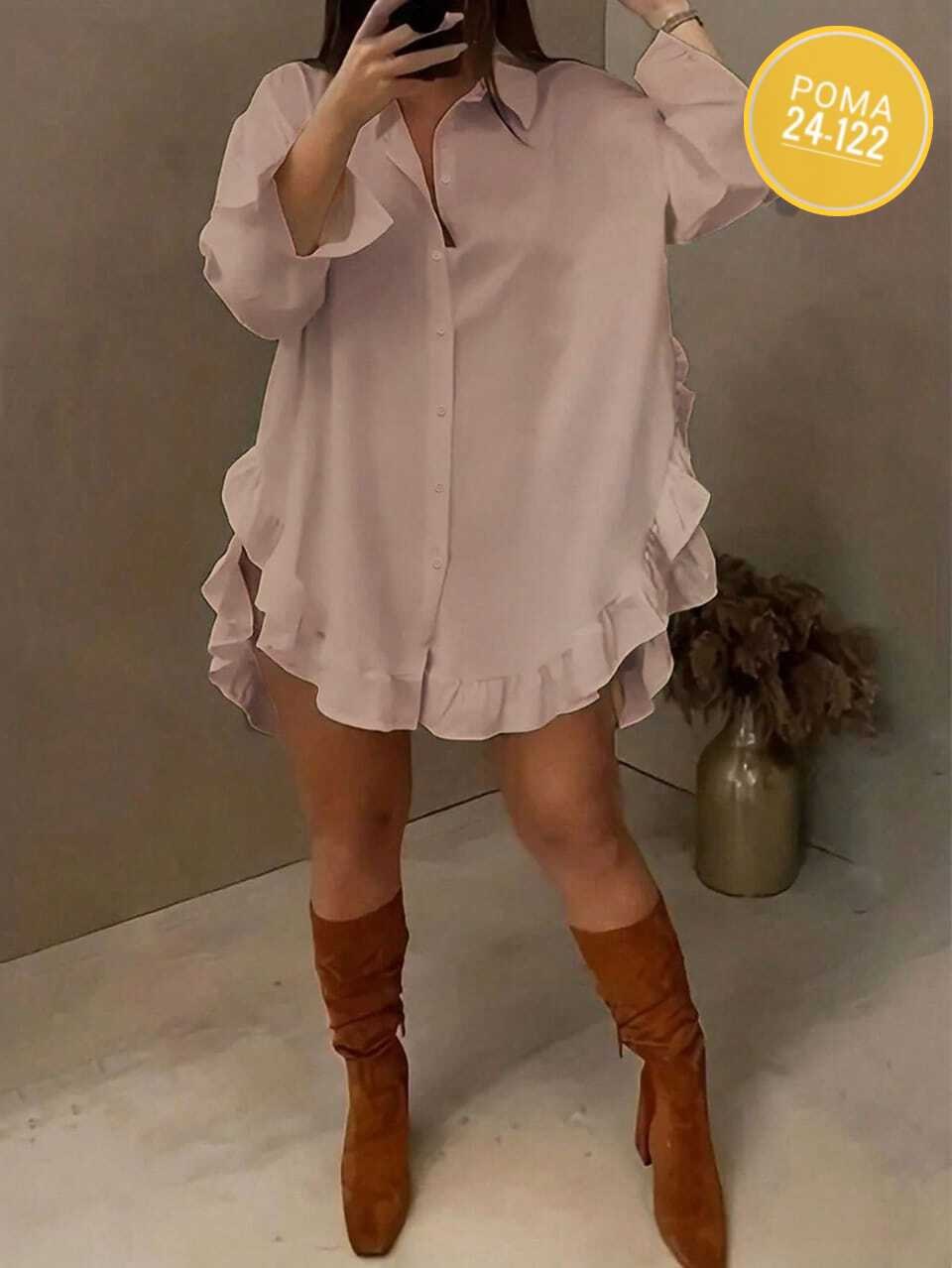 блузка с оборками,рубашка длинная,повседневная рубашка,женская рубашка,платье с рюшами