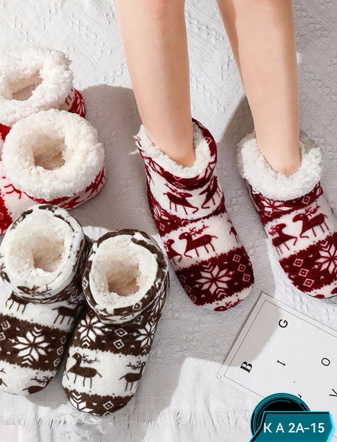 домашние теплые тапочки,тапки и длинные носки,тапочки домашние,домашняя ,теплые тапочки-сапожки «олени»