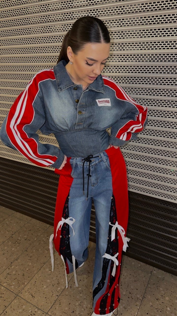 куртка джинсовый,джинсы с лампасами,одежда для женщин,джинсы комбинированные,костюм дизайнерский