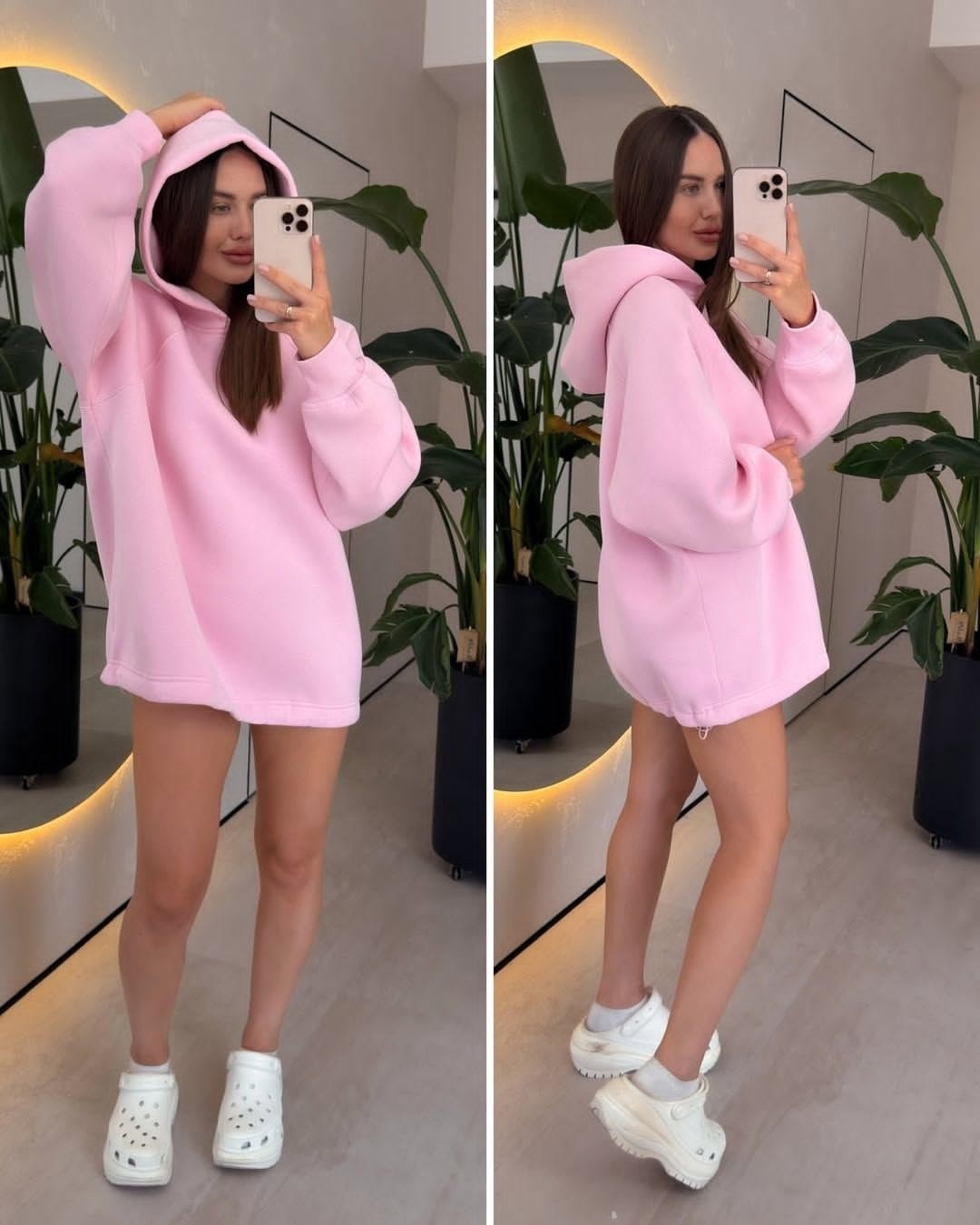 розовый свитшот оверсайз с шалью и капюшоном mg1566 madmext,толстовки женская,худи oversize,худи в стиле oversize,худи оверсайз