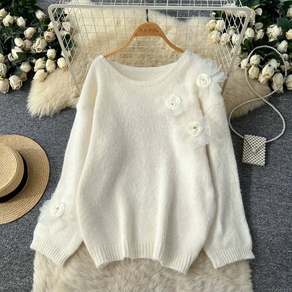 свитер паутинка "лаванда" из кид мохера на шёлке,джемпер паутинка из мохера с цветком розово-сиреневая,джемпер паутинка с воланами из кид мохера на шелке,джемпер паутинка из кид мохера в розово-сирене