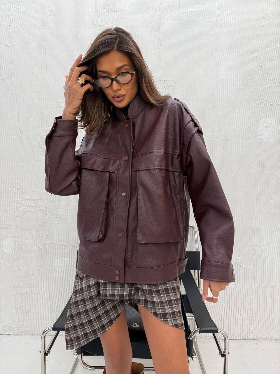 куртка из искусственной кожи pull & bear темно-красный,кожаная куртка,легкая куртка,женская кожаная куртка,женская куртка