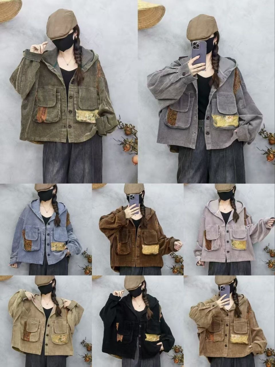 утепленная джинсовая куртка в стиле пэчворк с капюшоном mori kei,куртка фуфайка в стиле бохо вельветовая утепленная оверсайз,куртка в стиле пэчворк,утепленная джинсовая куртка в стиле пэчворк с капюшо