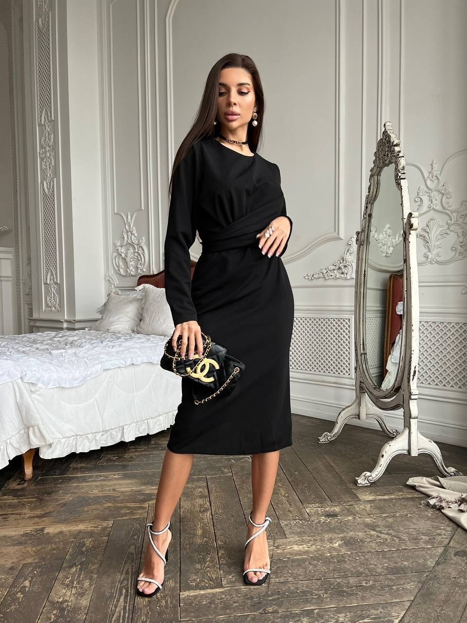 приталенное платье,вечернее миди платье,женское платье,миди платье,женское платье с запахом