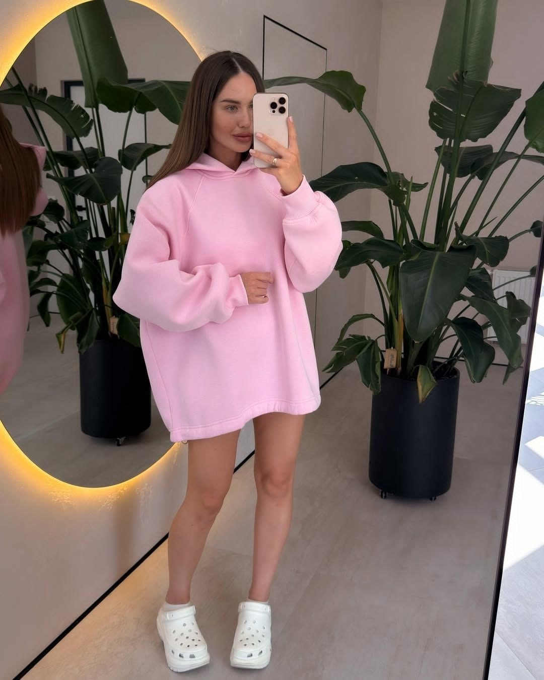 розовый свитшот оверсайз с шалью и капюшоном mg1566 madmext,толстовки женская,худи oversize,худи в стиле oversize,худи оверсайз