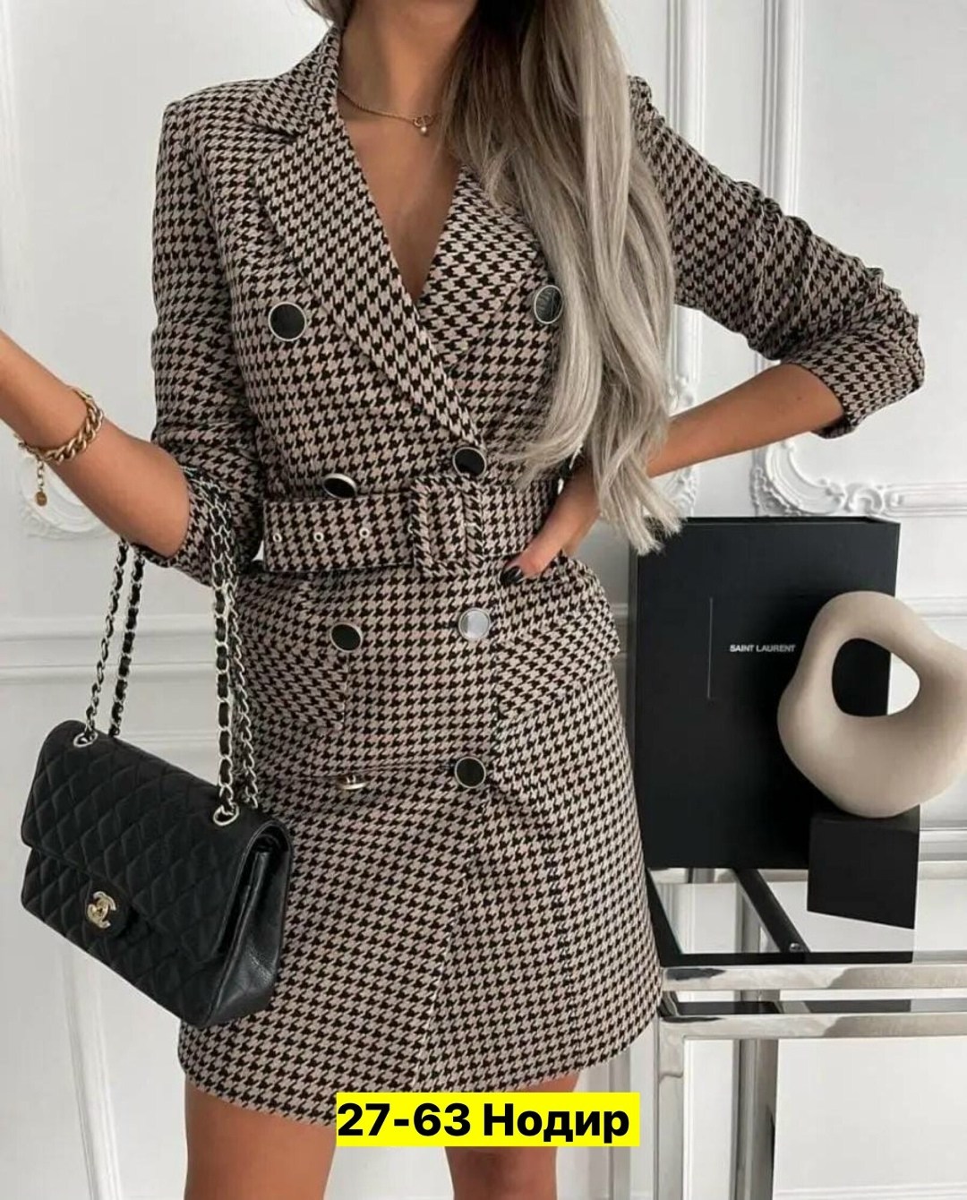 платье-пиджак,женский длинный пиджак в клетку,платье пиджак гусиная лапка,платье пиджак в клетку,костюм с юбкой