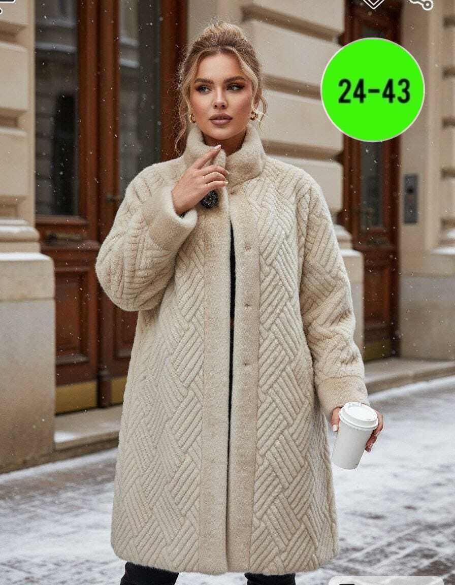 шуба женская искусственная больших размеров модная экомех h'rose brand,пальто женское,женская шуба,меховое пальто,пальто