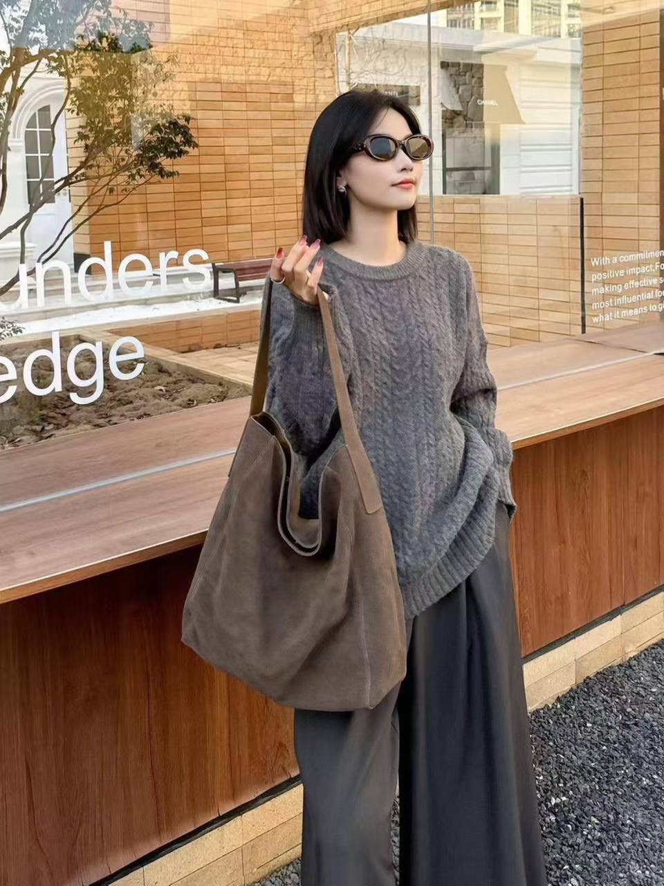 винтажная эстетическая сумка из замши большой емкости,замшевая сумка,большая сумка замшевая шоппер на плечо a'delin,женская замшевая сумка,сумка шоппер замшевая большая