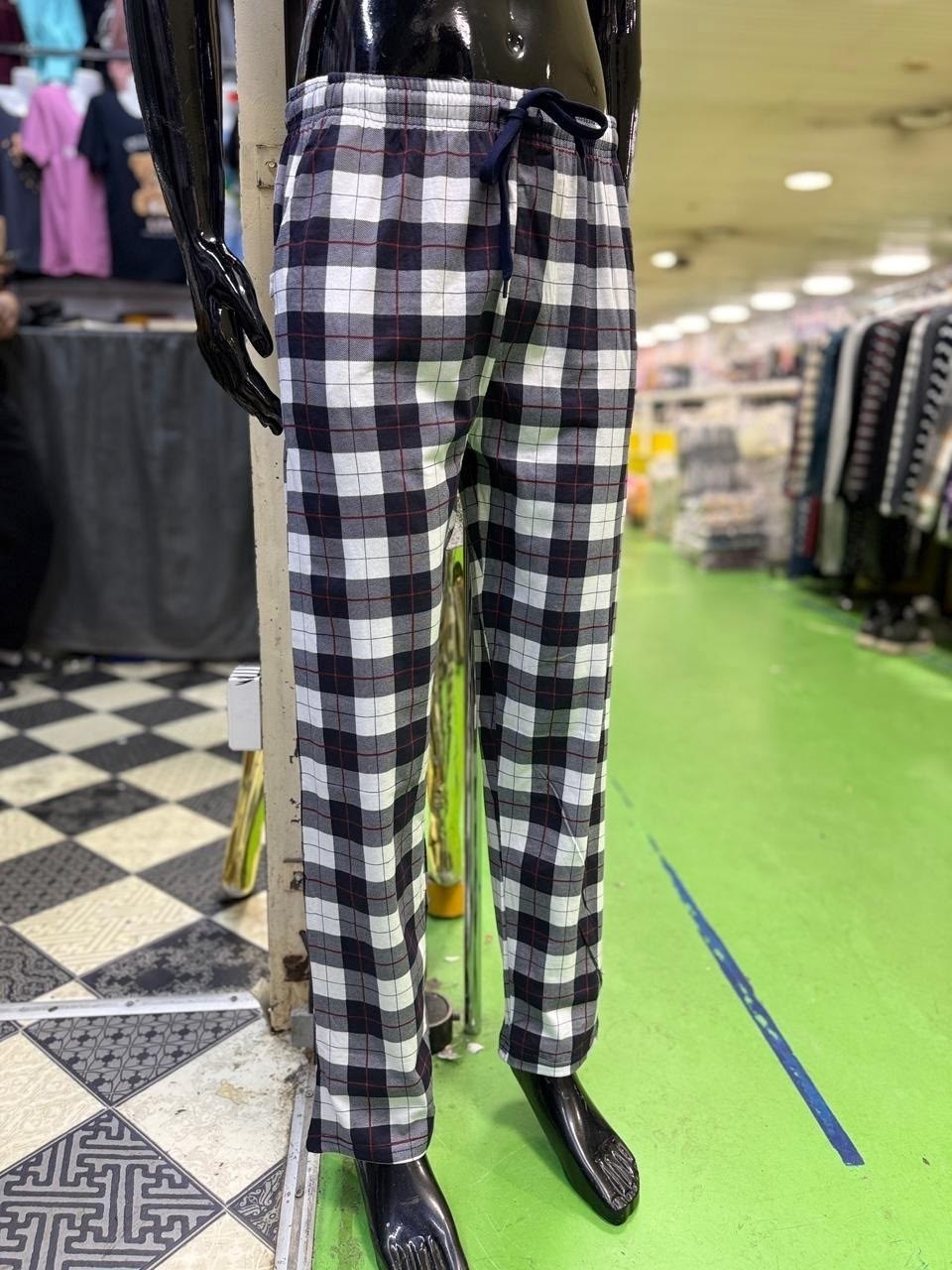 брюки домашние мужские из кулирки серо-синяя клетка,домашние брюки,мужские домашние брюки,мужские брюки,брюки в клетку