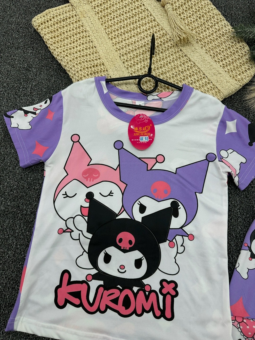 пижама с санрио,пижама для девочки,детский пижамный костюм miniso kuromi,детский пижамный костюм sanrio куроми,пижама детская