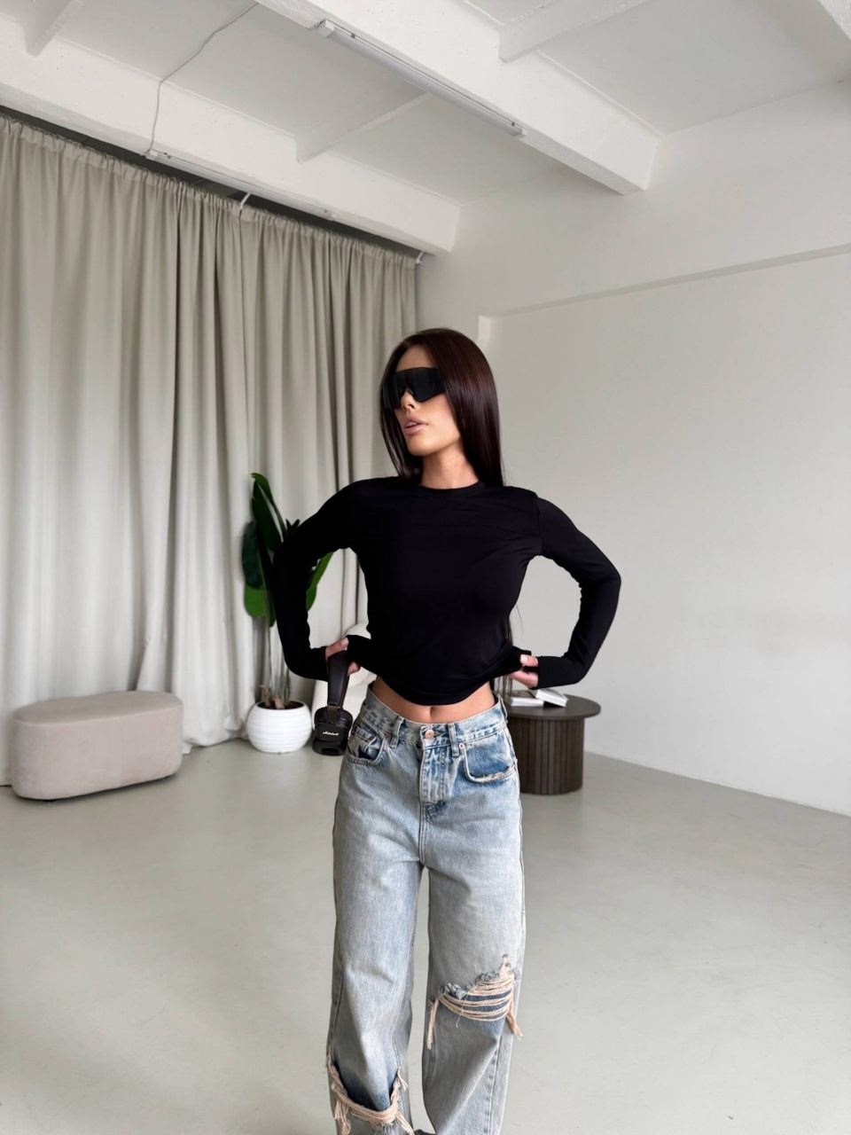 джинсы женские широкие с разрезами,джинсы,базовый лонгслив,базовый лонгслив женский