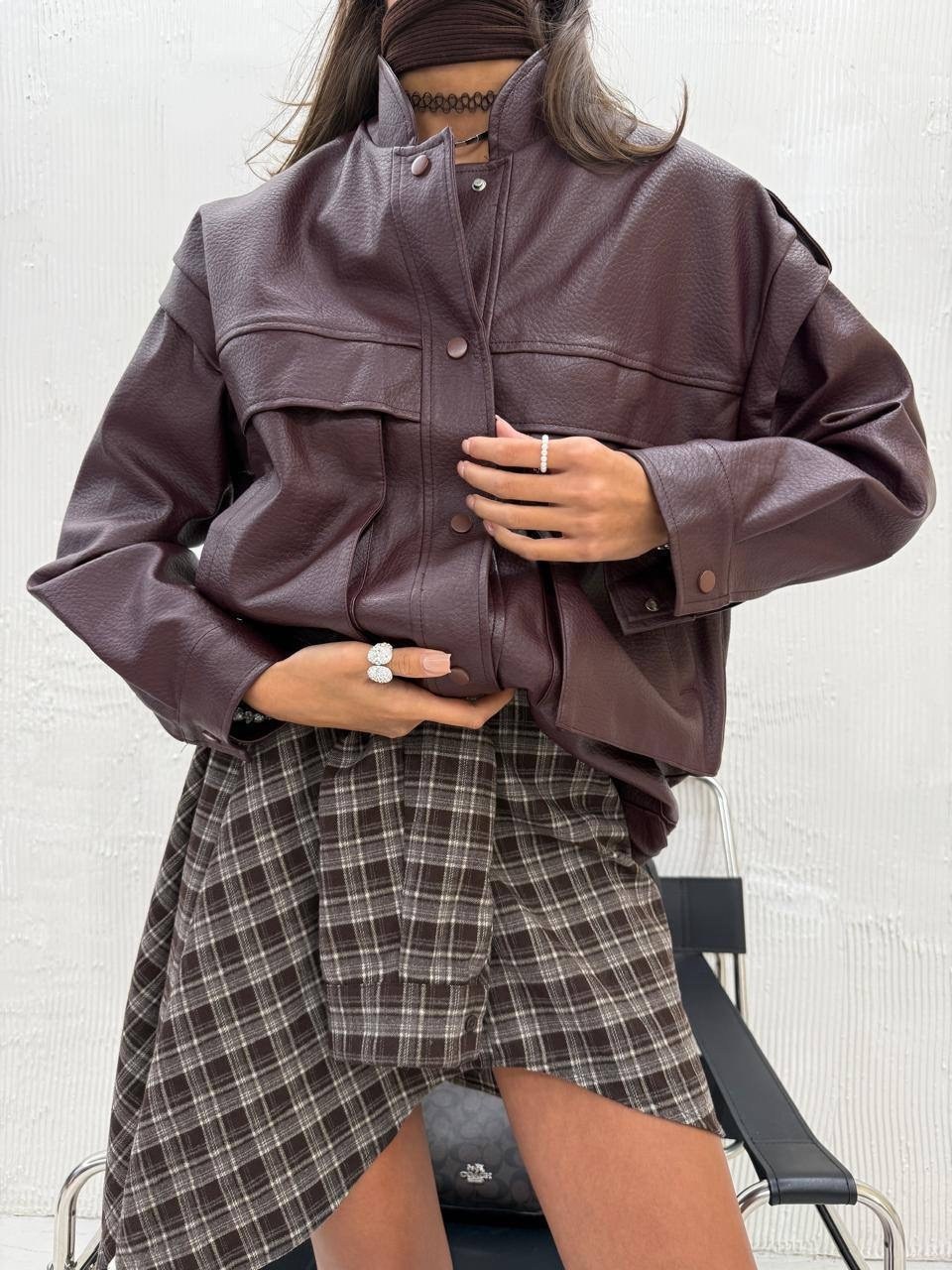 куртка из искусственной кожи pull & bear темно-красный,кожаная куртка,легкая куртка,женская кожаная куртка,женская куртка