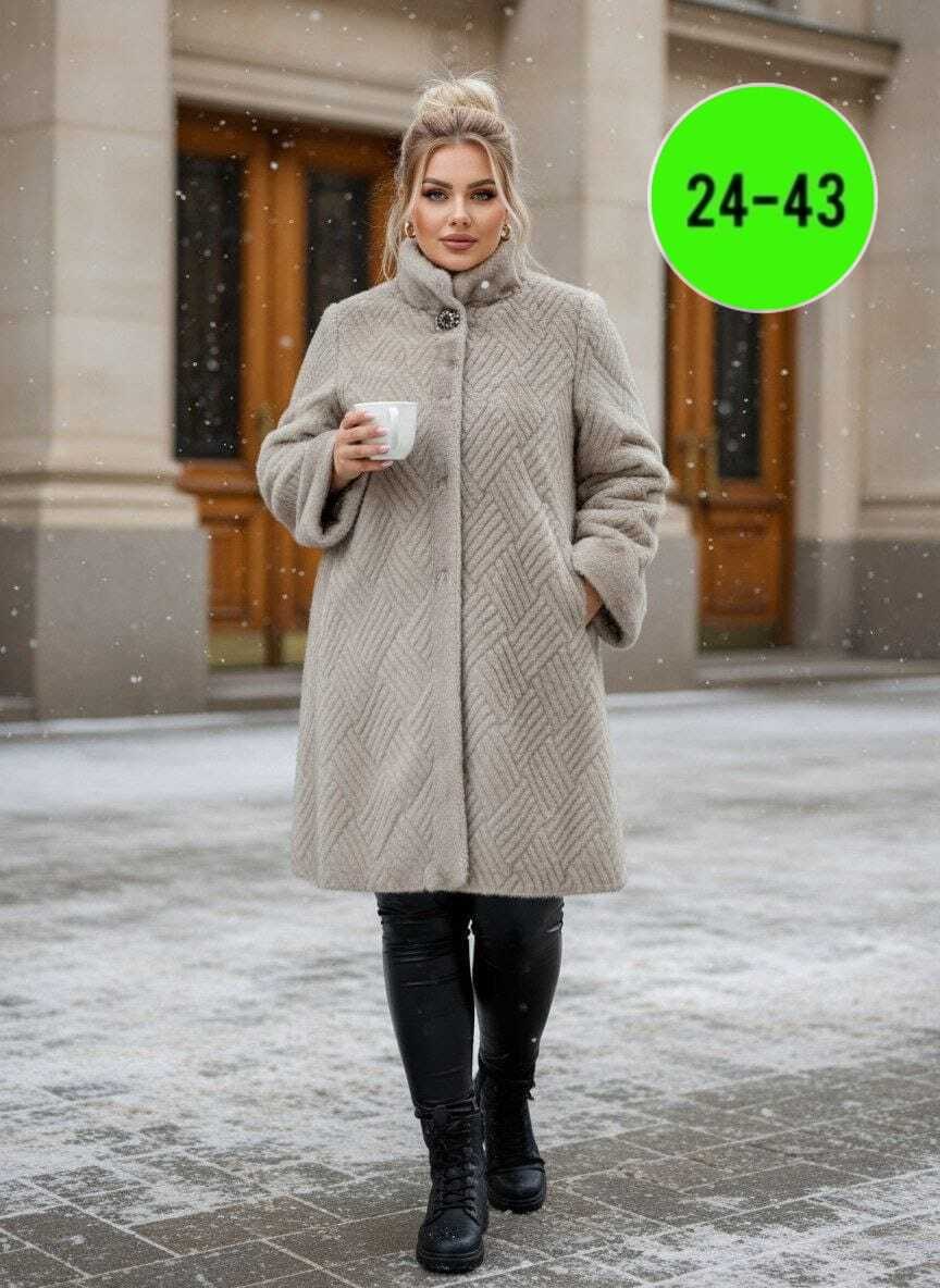 шуба женская искусственная больших размеров модная экомех h'rose brand,пальто женское,женская шуба,меховое пальто,пальто