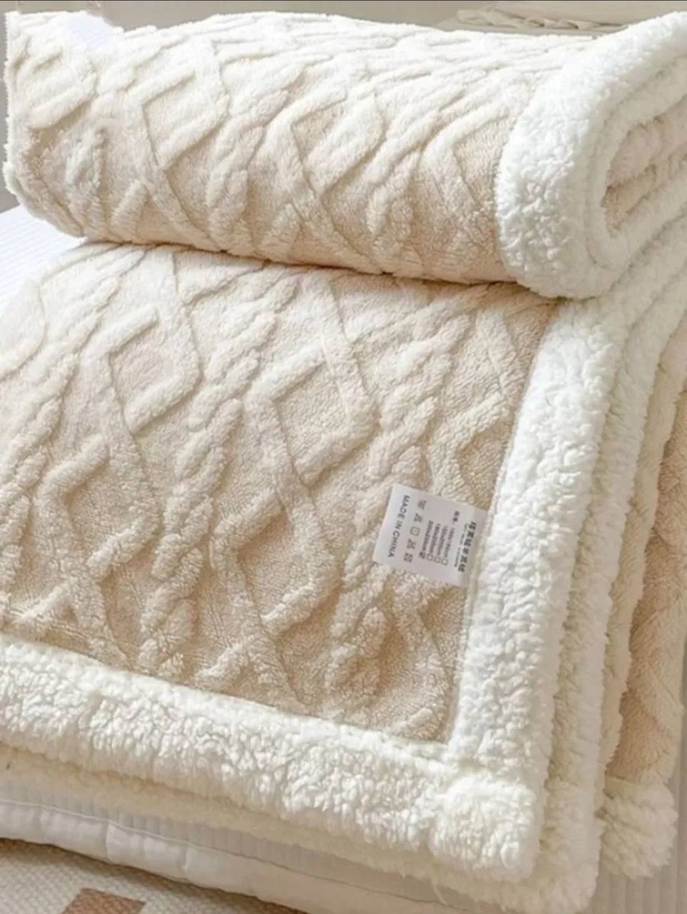 бежевый плед,плед велсофт vse doma шерпа косичка бежевый,плед,плед на кровати,плед покрывало из овечьей шерсти