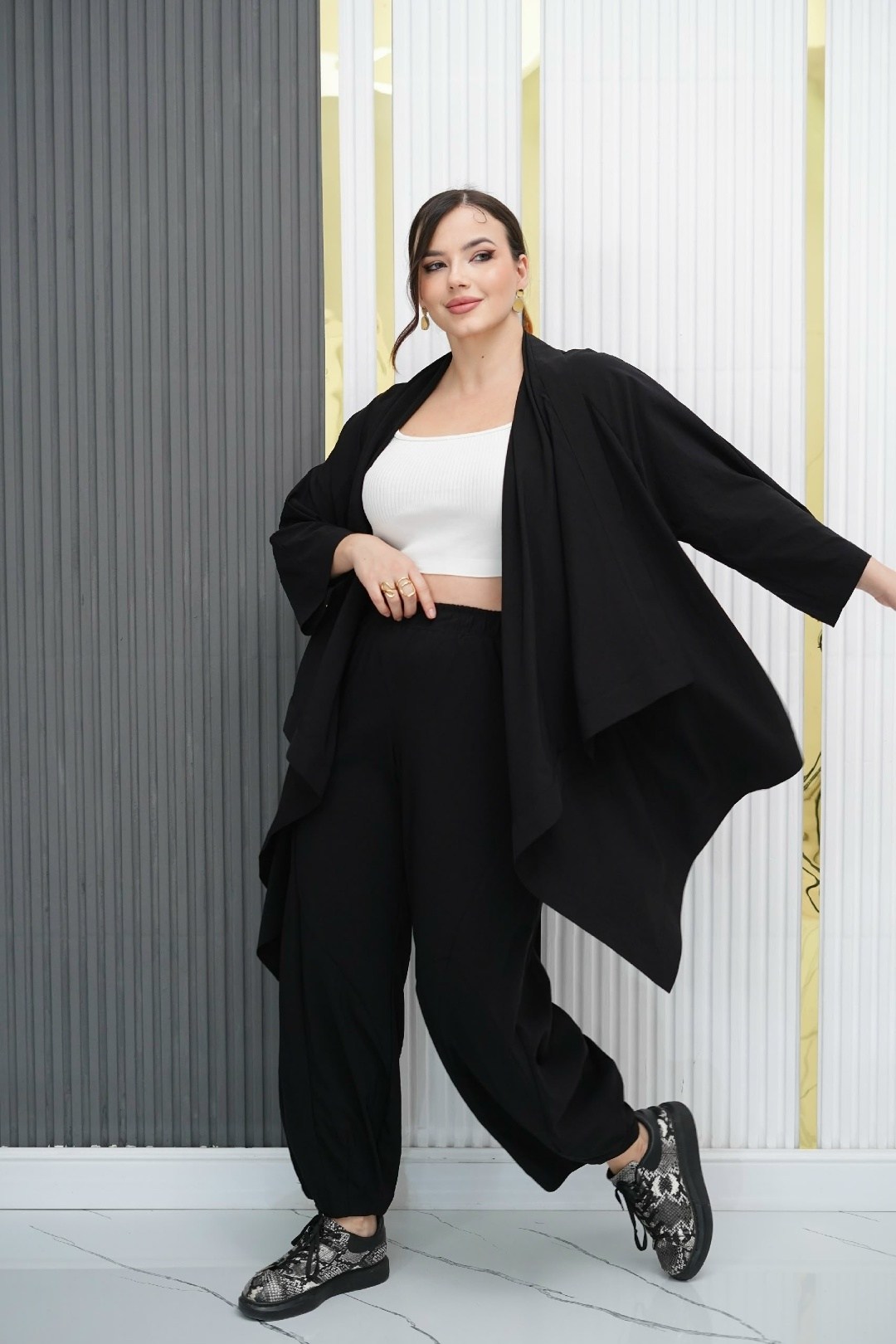 брючный комплект,черные брючные костюмы,брючный костюм teza 5724 черный,женские брючные костюмы,брючной костюм