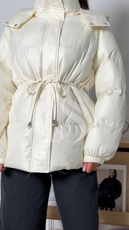 куртка женская,женский пуховик,женская зимняя куртка,белый пуховик,куртка с поясом
