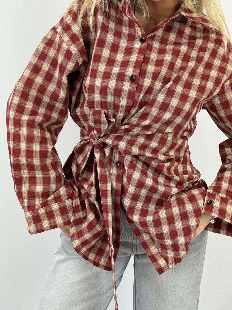 женская рубашка в клетку,рубашка оверсайз в клетку harizmic,красная рубашка в клетку,рубашка в клетку,клетчатая рубашка