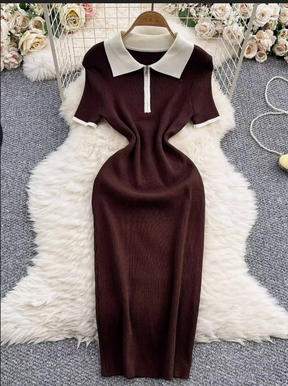 трикотажное платье с воротником,платье с воротником,трикотажное платье,женское трикотажное платье,женское платье