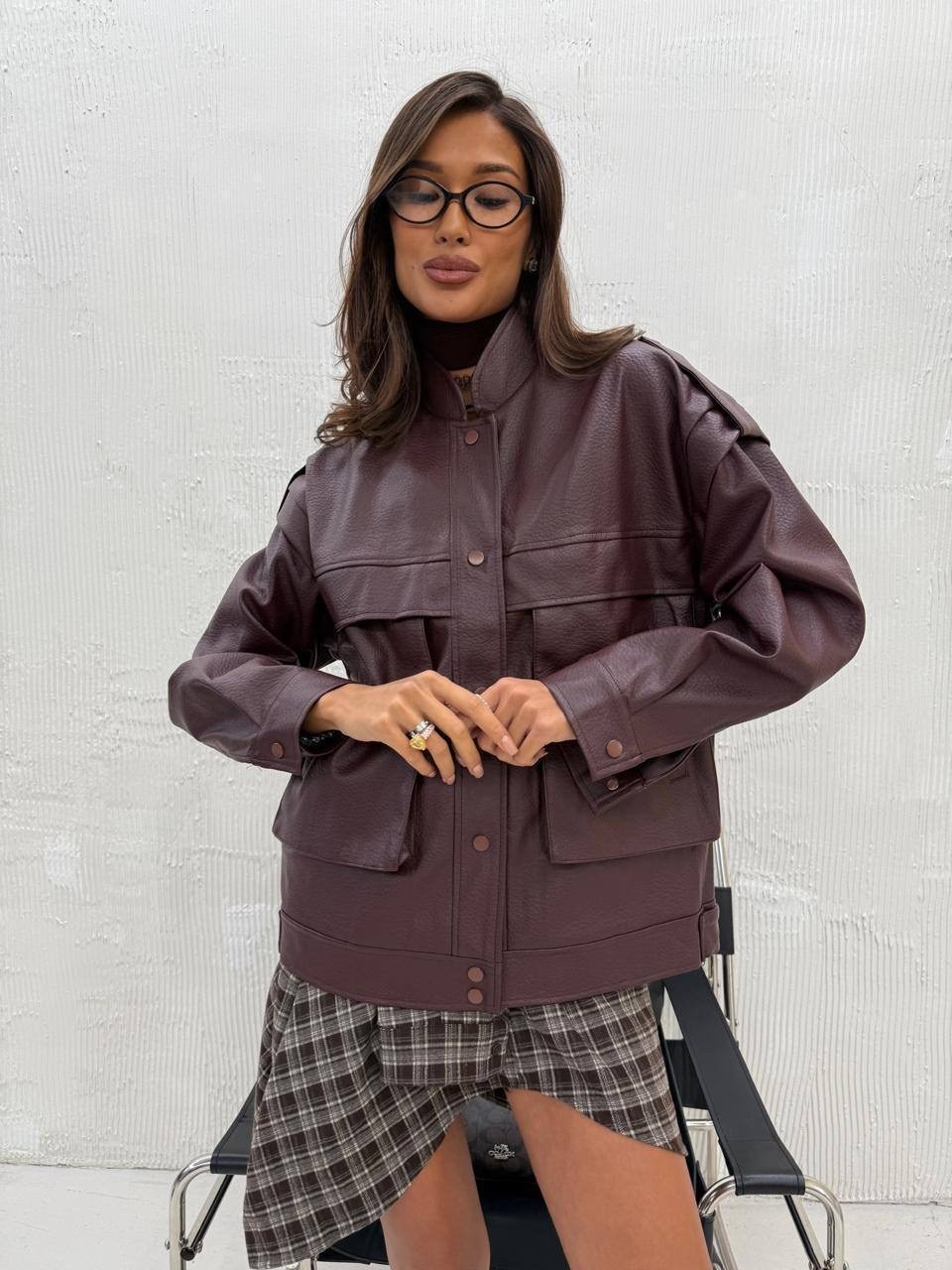 куртка из искусственной кожи pull & bear темно-красный,кожаная куртка,легкая куртка,женская кожаная куртка,женская куртка