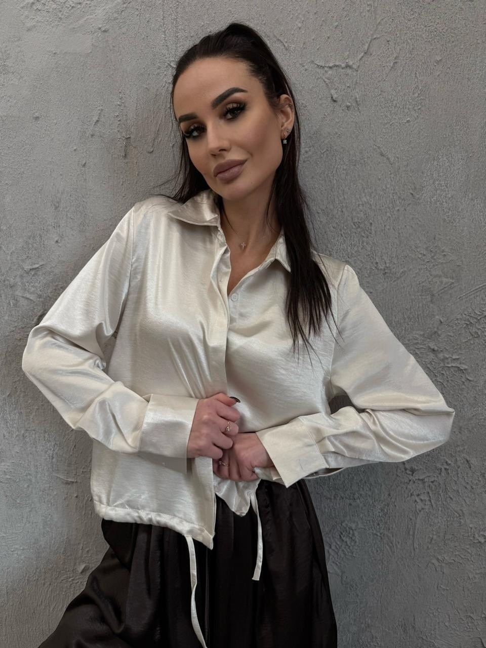 рубашка женская атласная с длинным рукавом,рубашка женская,блуза с завязками,белая атласная рубашка,шелковая рубашка атласная bluza shop
