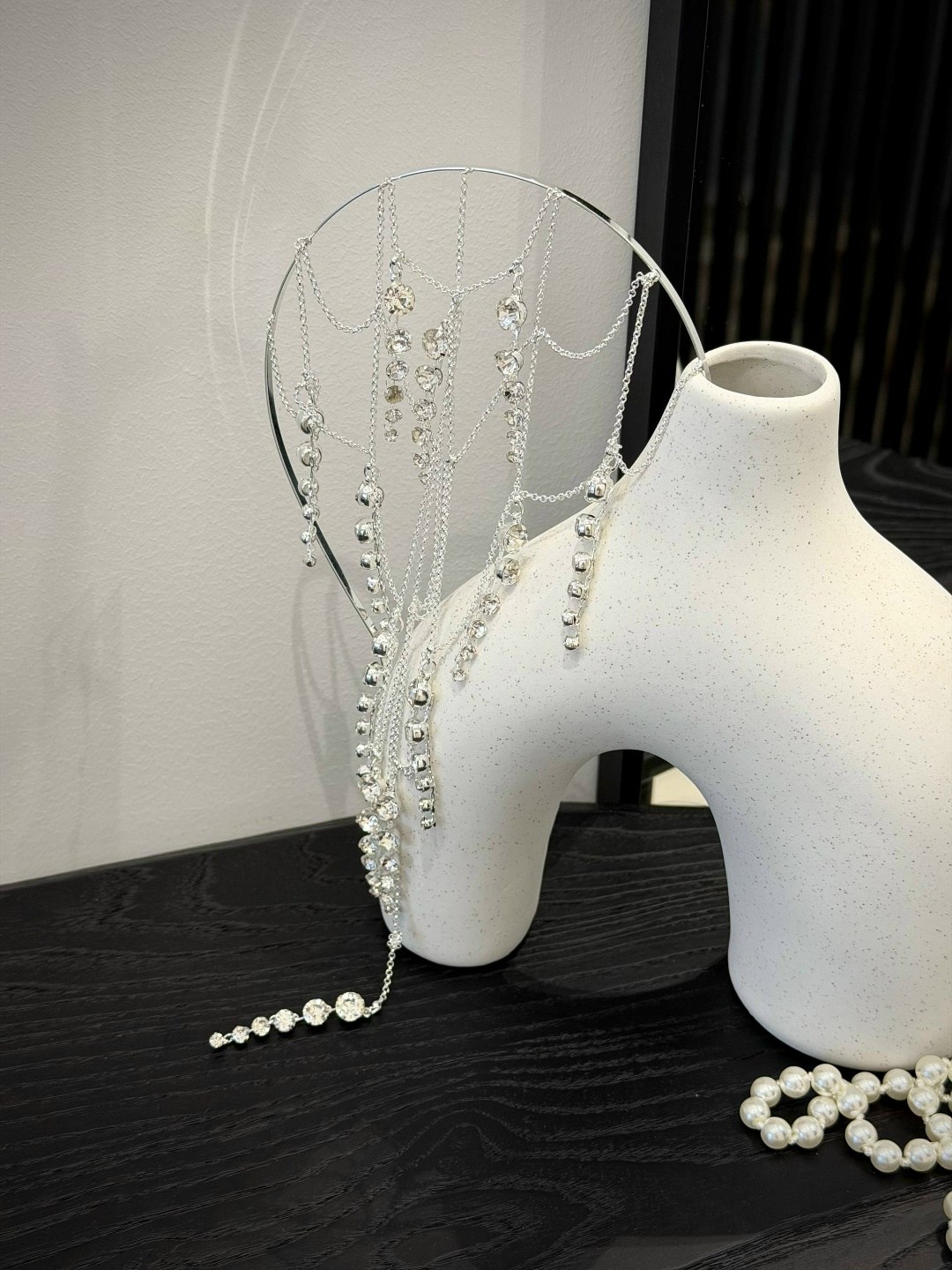 лула для волос стразами,ободок свадебный украшение на голову фата из цепочек тика цвет серебристый туман,фата из цепочек,ободок свадебный украшение на голову фата из цепочек,ободок для волос женский с