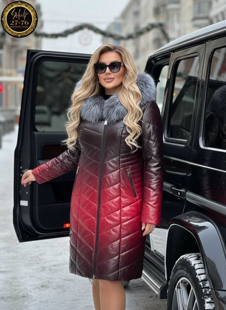 женский кожаный пуховик большого размера,кожаный пуховик,пуховик женский,женский кожаный пуховик,пуховик