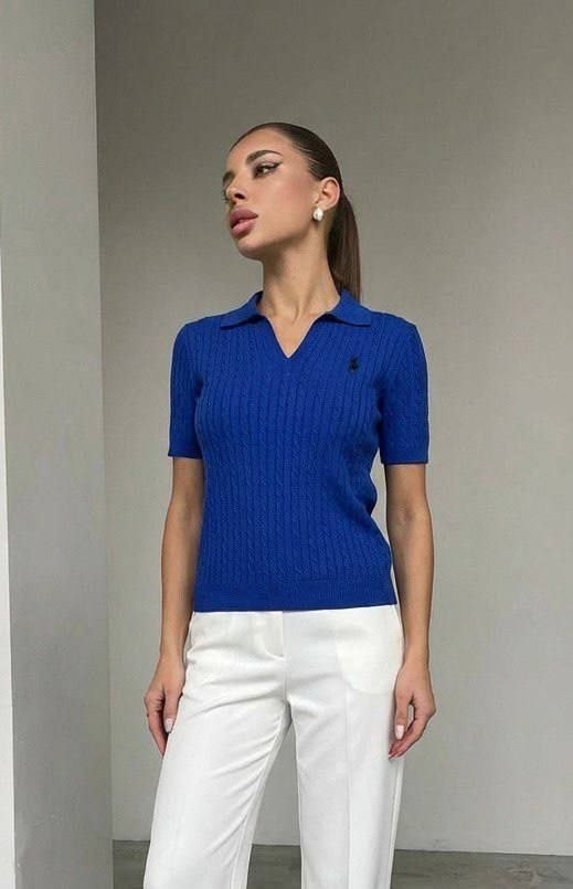 кофта поло,трикотажная рубашка поло с вышивкой для повседневной носки dazy светло-серый,джемпер поло женский,трикотажное поло,женские поло вязаные