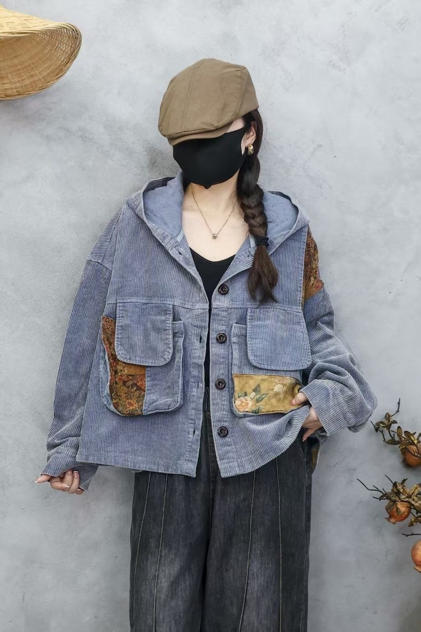 повседневная куртка,куртка фуфайка в стиле бохо вельветовая утепленная оверсайз,бохо фуфайка вельветовая,вельветовая куртка с капюшоном,теплая куртка