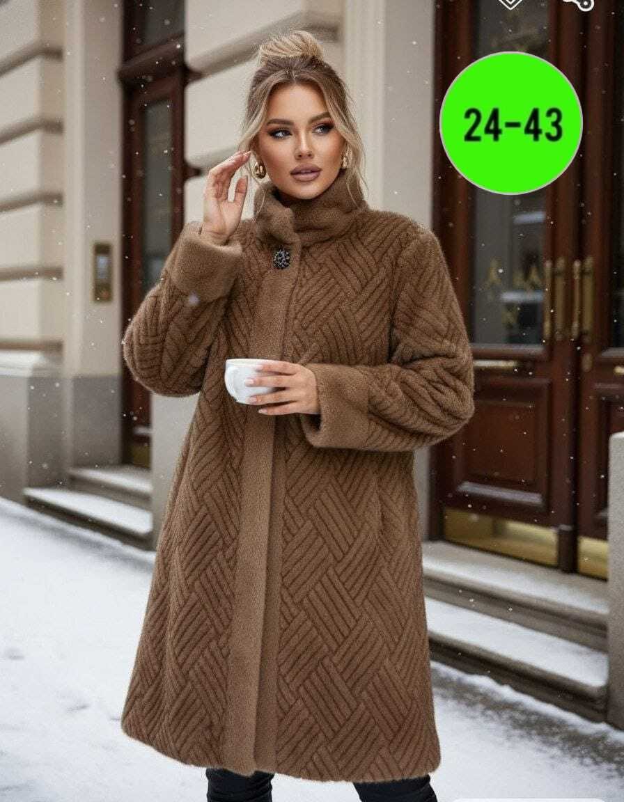 шуба женская искусственная больших размеров модная экомех h'rose brand,пальто женское,женская шуба,меховое пальто,пальто