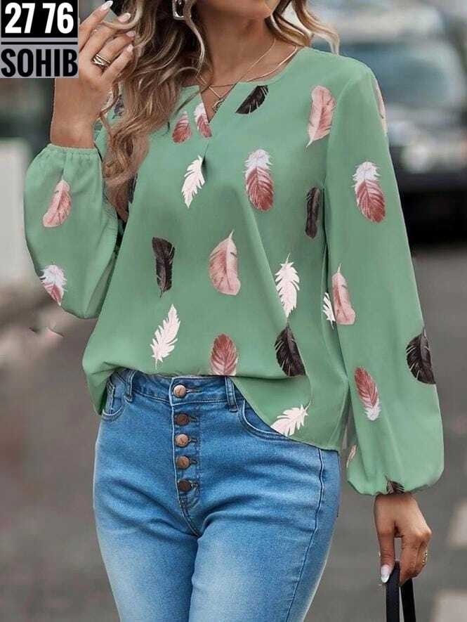 модные женские блузки,женская шифоновая блузка с длинными рукавами,женские рубашки с принтом,блузка женская стильная,блузка с перьями принт