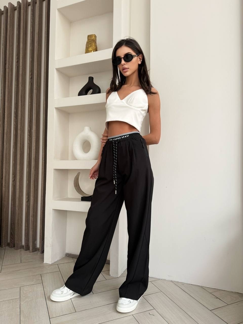 брюки шелковые палаццо на резинке qaso 251927240,брюки палаццо широкие,широкие брюки женские палаццо,широкие брюки,брюки палаццо