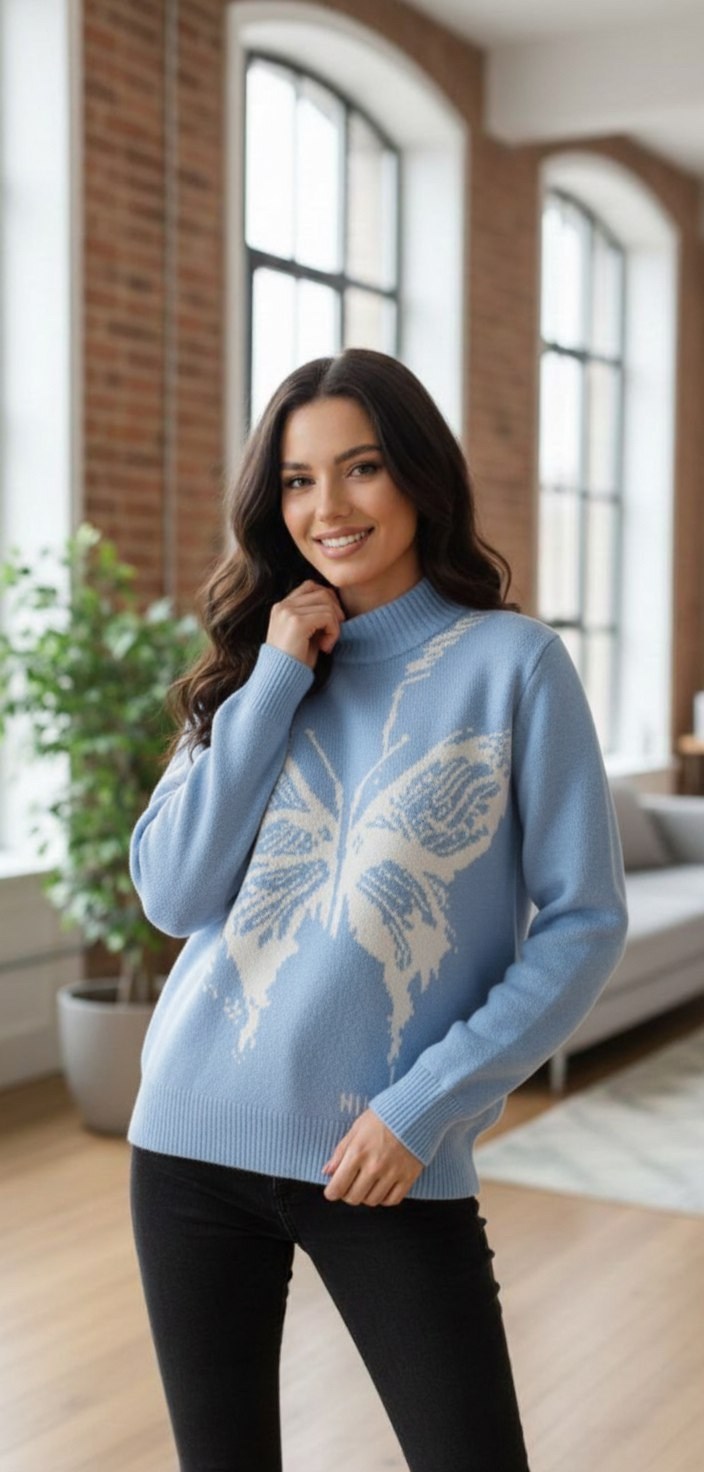 джемпер,голубой джемпер,свитера женские,свитер женский джемпер,кофта женская свитер