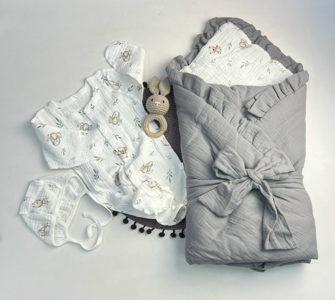 комплект на выписку,комплект на выписку 4 предмета "кроля" серый лето,конверт на выписку,комплект на выписку 5 предметов,летний комплект на выписку